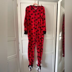 Disney Mickey Mouse Fleece Onesie Pajamas Footed Size M 8-10